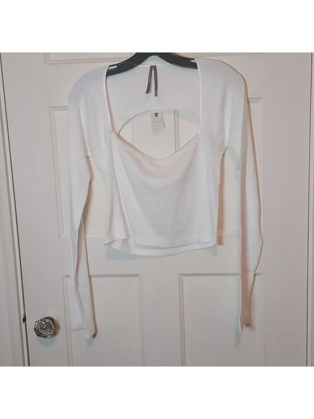 Anthropologie Long Sleeve Knit Crop Top Light Sand
